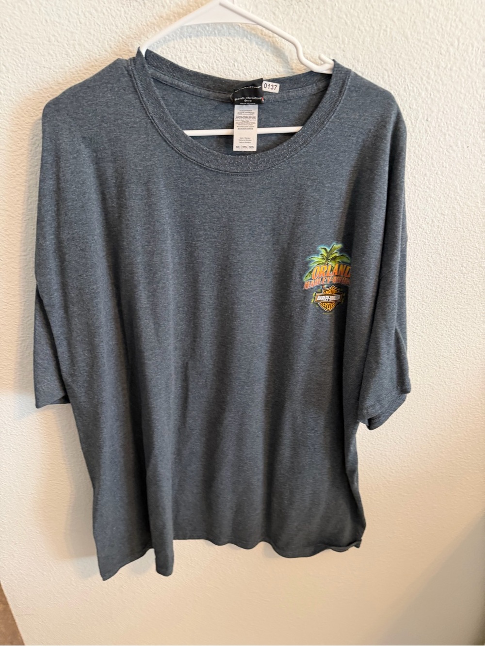 Harley-Davidson Dark Gray Short Sleeve Tee with Palm Chest Logo